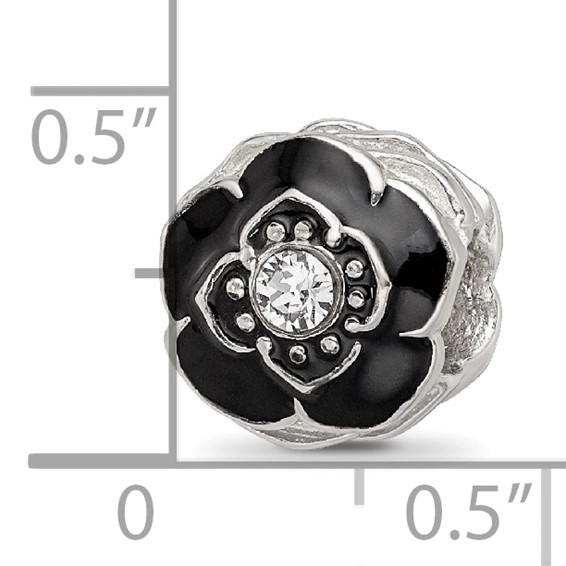 Sterling Silver Reflections Enameled Flower Preciosa Crystal Bead