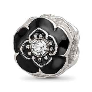 Sterling Silver Reflections Enameled Flower Preciosa Crystal Bead