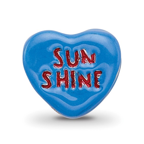 Sterling Silver Reflections Kids Sun Shine Enameled Heart Bead