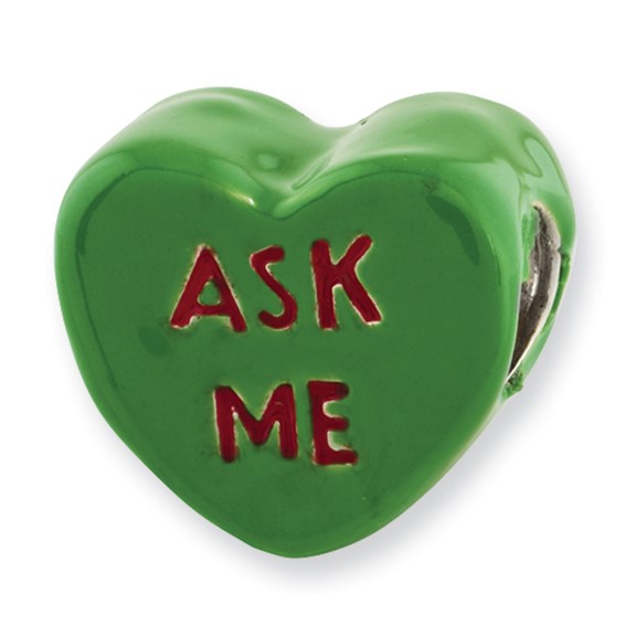 Sterling Silver Reflections Kids Ask Me Enameled Heart Bead