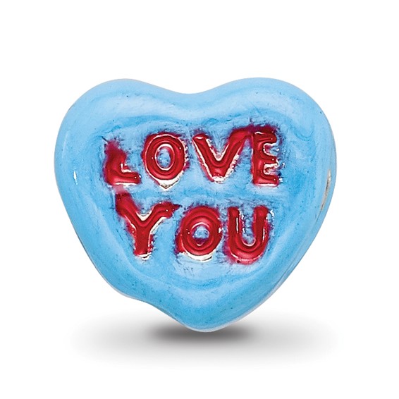Sterling Silver Reflections Kids Love You Enameled Heart Bead