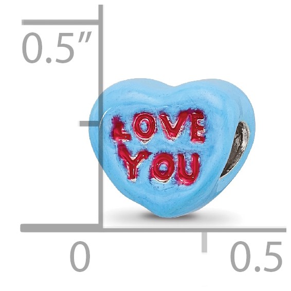 Sterling Silver Reflections Kids Love You Enameled Heart Bead