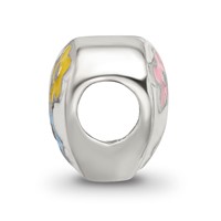Sterling Silver Reflections Kids Enameled Heart with Flowers Bead view 2
