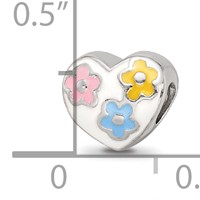 Sterling Silver Reflections Kids Enameled Heart with Flowers Bead view 3