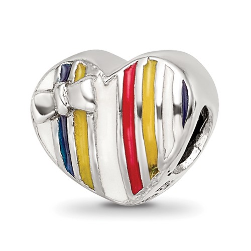 Sterling Silver Reflections Kids Enameled Heart Bead