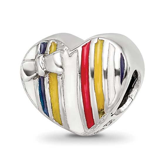 Sterling Silver Reflections Kids Enameled Heart Bead