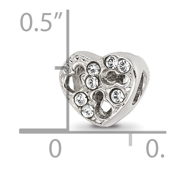 Sterling Silver Reflections Kids Cut-out Heart & Preciosa Crystal Bead
