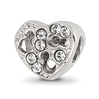 Sterling Silver Reflections Kids Cut-out Heart & Preciosa Crystal Bead