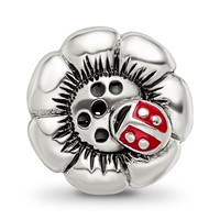 Sterling Silver Reflections Flower with Enameled Ladybug Bead view 5