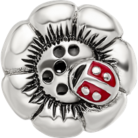 Sterling Silver Reflections Flower with Enameled Ladybug Bead view 3