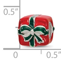 Sterling Silver Reflections Green & Red Enameled Present Bead view 3