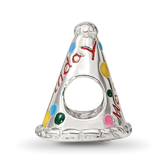 Sterling Silver Reflections Enameled Happy Birthday Hat Bead