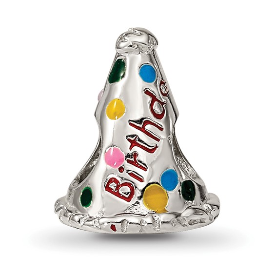 Sterling Silver Reflections Enameled Happy Birthday Hat Bead