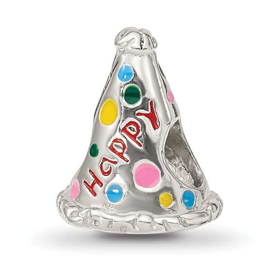 Sterling Silver Reflections Enameled Happy Birthday Hat Bead