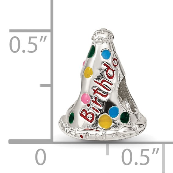 Sterling Silver Reflections Enameled Happy Birthday Hat Bead