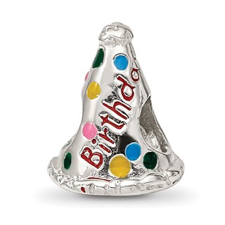 Sterling Silver Reflections Enameled Happy Birthday Hat Bead