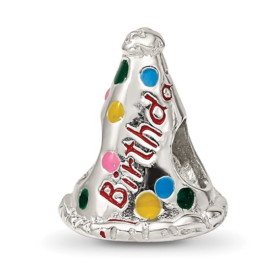 Sterling Silver Reflections Enameled Happy Birthday Hat Bead