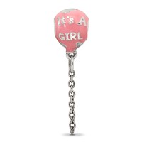 Sterling Silver Reflections Enameled It's a Girl Balloon Bead view 3