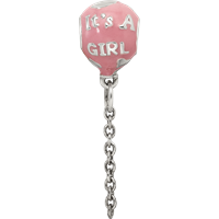 Sterling Silver Reflections Enameled It's a Girl Balloon Bead view 4