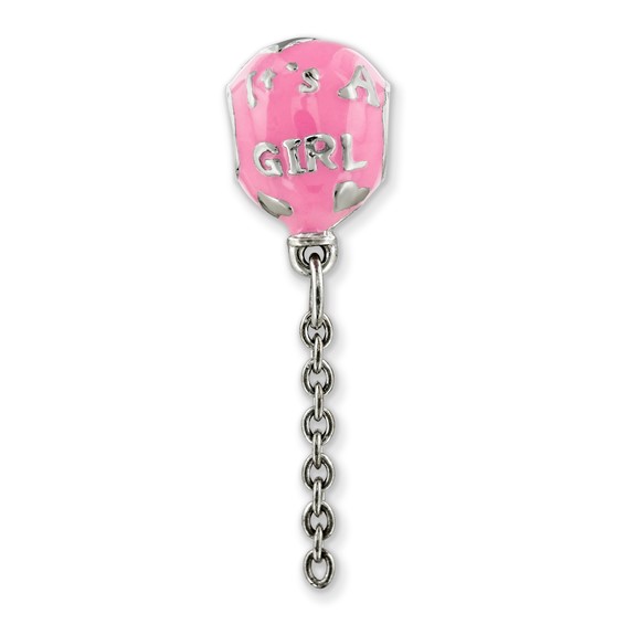 Sterling Silver Reflections Enameled It's a Girl Balloon Bead