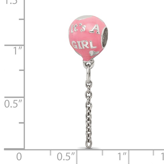 Sterling Silver Reflections Enameled It's a Girl Balloon Bead