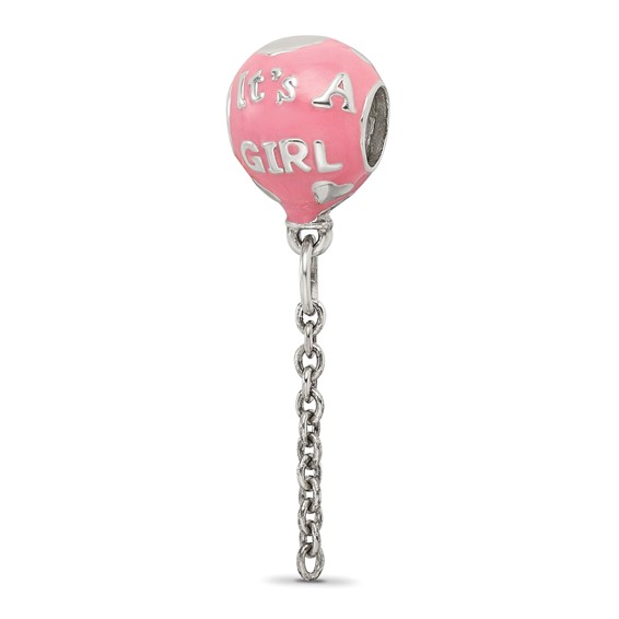 Sterling Silver Reflections Enameled It's a Girl Balloon Bead