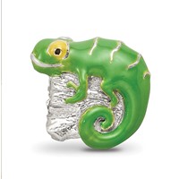 Sterling Silver Reflections Enameled Lizard on Log Bead view 4