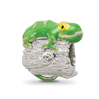 Sterling Silver Reflections Enameled Lizard on Log Bead view 5