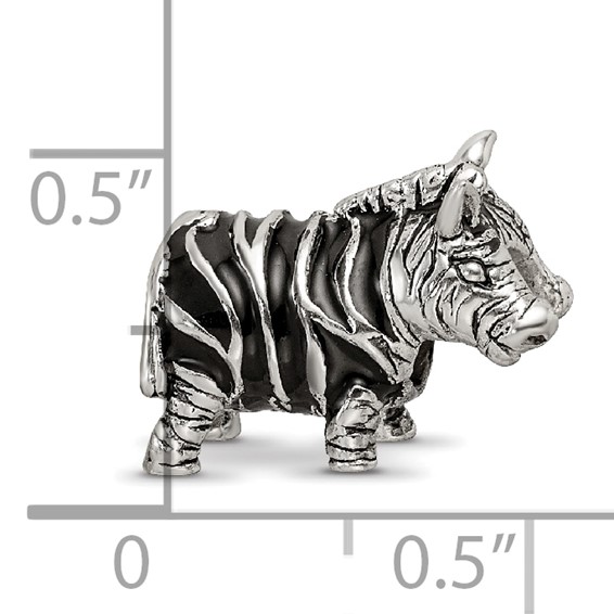 Sterling Silver Reflections Enameled Zebra Bead