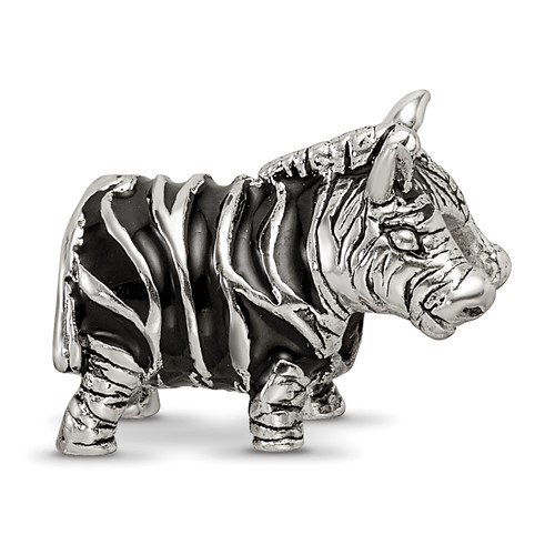 Sterling Silver Reflections Enameled Zebra Bead