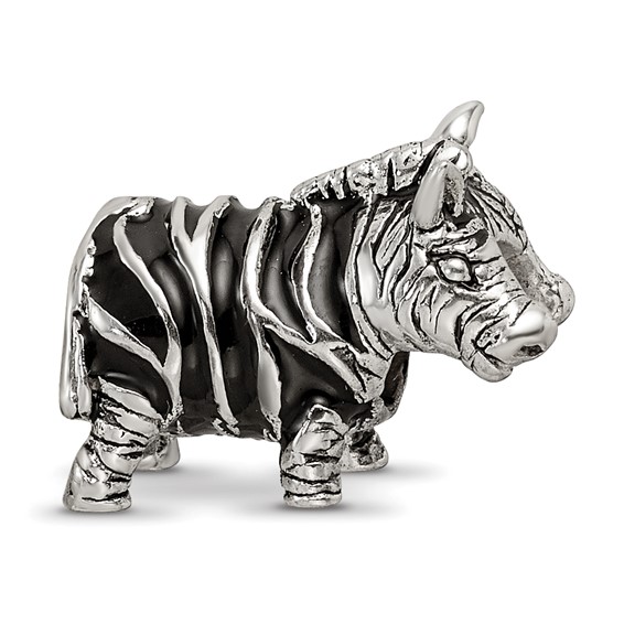 Sterling Silver Reflections Enameled Zebra Bead