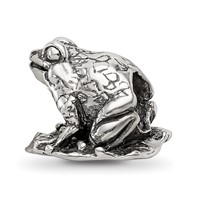 Sterling Silver Reflections Frog on Lily Pad Bead view 5