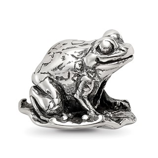 Sterling Silver Reflections Frog on Lily Pad Bead