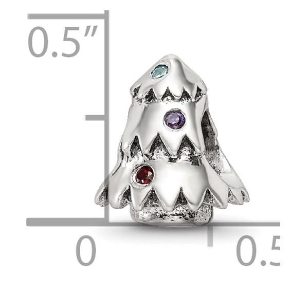 Sterling Silver Reflections CZ Christmas Tree Bead