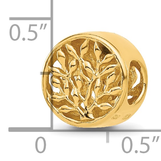 Sterling Silver Reflections Gold-plated Tree of Life Circle Bead