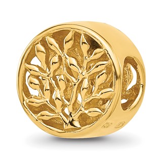 Sterling Silver Reflections Gold-plated Tree of Life Circle Bead