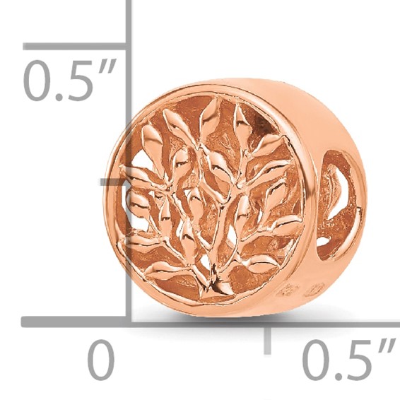 Sterling Silver Reflections Rose Gold-plated Tree of Life Circle Bead