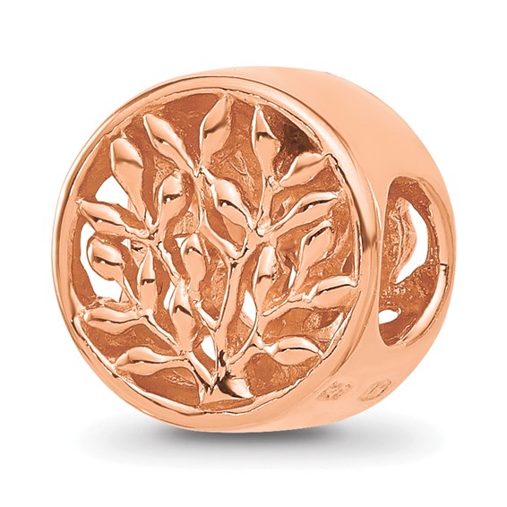 Sterling Silver Reflections Rose Gold-plated Tree of Life Circle Bead