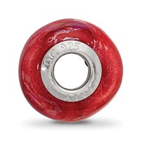 Sterling Silver Reflections Orange Pink Ceramic Bead view 2