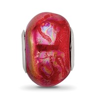 Sterling Silver Reflections Orange Pink Ceramic Bead view 5