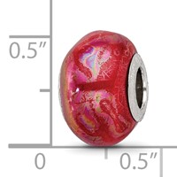 Sterling Silver Reflections Orange Pink Ceramic Bead view 4