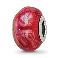 Sterling Silver Reflections Orange Pink Ceramic Bead view 1