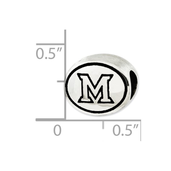 Sterling Silver Antiqued Miami of Ohio Collegiate Bead