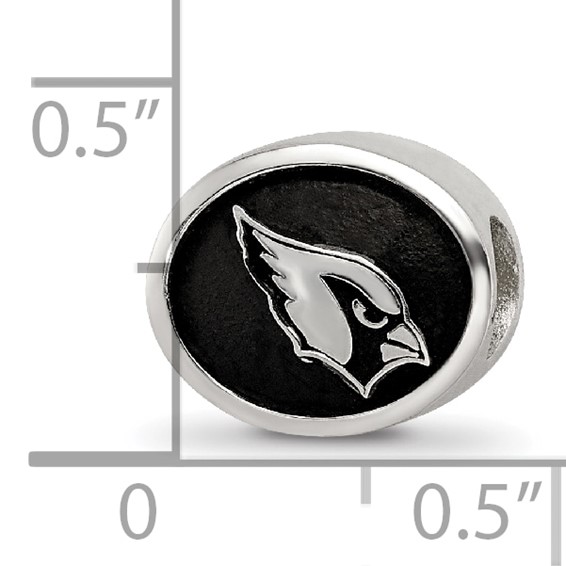 Sterling Silver Enameled LogoArt Arizona Cardinals NFL Bead