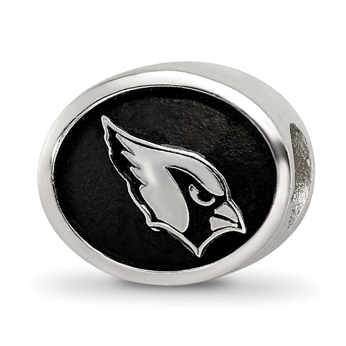 Sterling Silver Enameled LogoArt Arizona Cardinals Nfl Bead