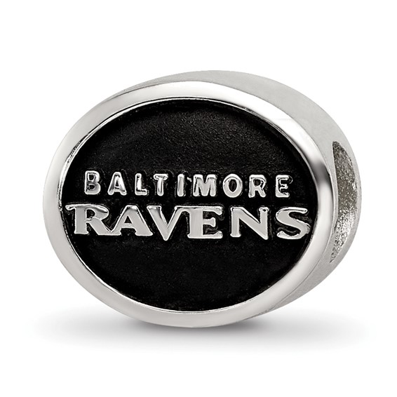 Sterling Silver LogoArt Enameled Baltimore Ravens NFL Bead
