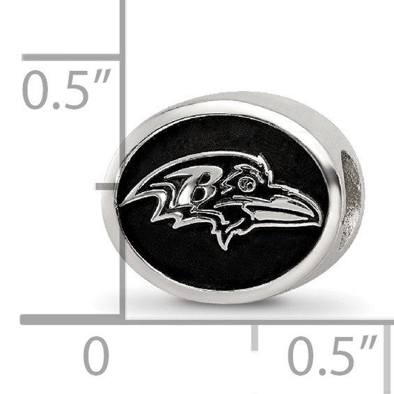 Sterling Silver LogoArt Enameled Baltimore Ravens NFL Bead