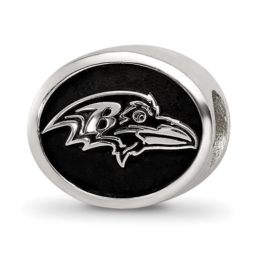Sterling Silver LogoArt Enameled Baltimore Ravens Nfl Bead