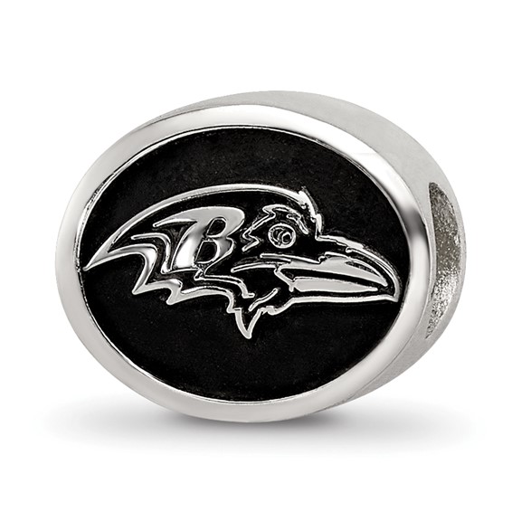 Sterling Silver LogoArt Enameled Baltimore Ravens NFL Bead