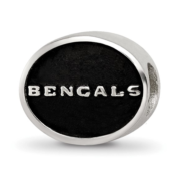 Sterling Silver LogoArt Enameled Cincinnati Bengals NFL Bead